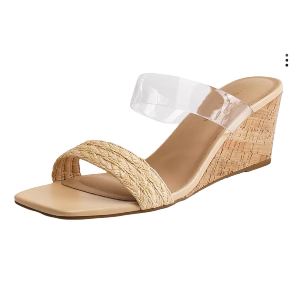 BRAND NEW Women Slides Wedge Sandals Square Open Toe Dress Casual Strappy Shoes